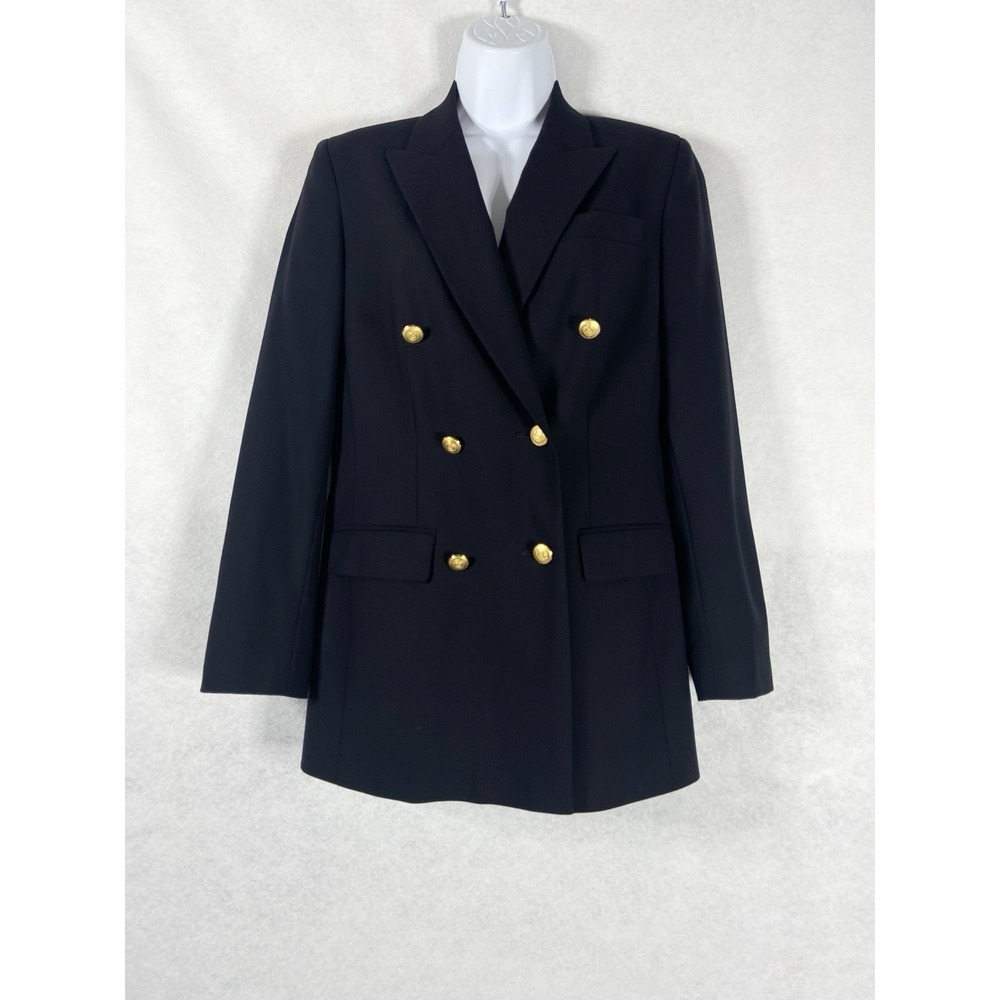 Vintage Brooks Brothers Jacket Women's 4 Navy Double Breasted Blazer Wool
